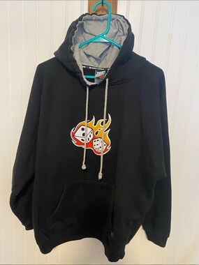Top Heavy Clothing Hoodie Size Large Flaming Dice Y2K Style Streetwear Size L